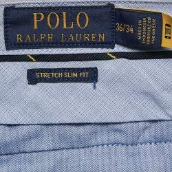 Pre Owned Polo Ralph Lauren Grey Cotton Stretch Slim Fit Trousers XL Waist 36"
