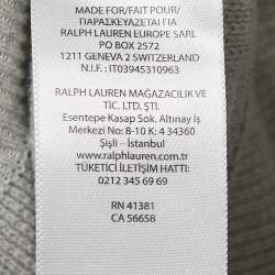 Pre Owned Polo Ralph Lauren Grey Cotton Knit half Zip Sweater L
