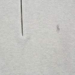 Pre Owned Polo Ralph Lauren Grey Cotton Knit half Zip Sweater L