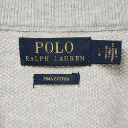 Pre Owned Polo Ralph Lauren Grey Cotton Knit half Zip Sweater L