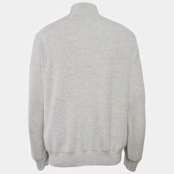 Pre Owned Polo Ralph Lauren Grey Cotton Knit half Zip Sweater L