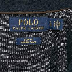 Pre Owned Polo Ralph Lauren Navy Blue Wool Knit Cardigan L