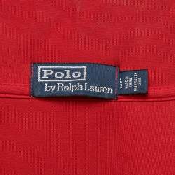 Polo Ralph Lauren Red Printed Cotton Blend Knit Sleeveless Hooded Jacket L