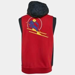 Polo Ralph Lauren Red Printed Cotton Blend Knit Sleeveless Hooded Jacket L