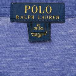 Pre Owned Polo Ralph Lauren Purple Logo Embroidered Crew Neck T-Shirt XL