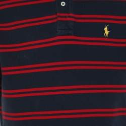 Pre Owned Ralph Lauren Navy/Red Embroidered Cotton Polo T-Shirt M