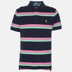 Pre Owned Polo Ralph Lauren Multicolor Stripe Cotton Pique Polo T-Shirt M