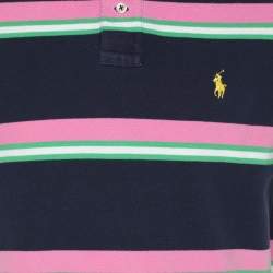 Pre Owned Polo Ralph Lauren Multicolor Stripe Cotton Pique Polo T-Shirt M
