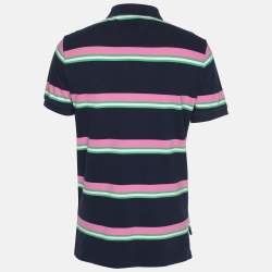 Pre Owned Polo Ralph Lauren Multicolor Stripe Cotton Pique Polo T-Shirt M