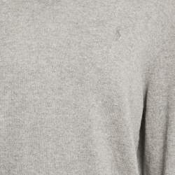 Pre Owned Polo Ralph Lauren Grey Wool Knit V-Neck Sweater XL