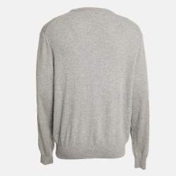 Pre Owned Polo Ralph Lauren Grey Wool Knit V-Neck Sweater XL