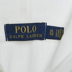 Pre Owned Polo Ralph Lauren White Logo Embroidery Cotton Pique Hoodie XL