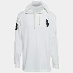 Pre Owned Polo Ralph Lauren White Logo Embroidery Cotton Pique Hoodie XL