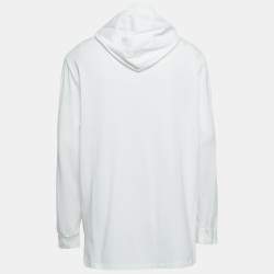 Pre Owned Polo Ralph Lauren White Logo Embroidery Cotton Pique Hoodie XL