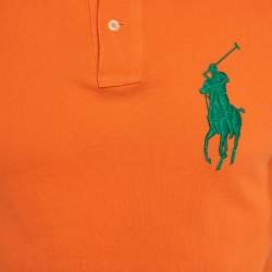 Polo Ralph Lauren Orange Cotton Custom Fit Polo T-Shirt S