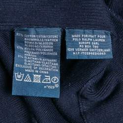 Pre Owned Polo Ralph Lauren Navy Blue Cotton Knit Half-Zip Sweater M