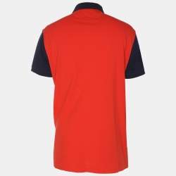 Pre Owned Polo Ralph Lauren Orange Cotton Pique Polo T-Shirt L