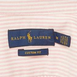 Ralph Lauren Pink Striped Cotton Button Down Custom Fit Shirt M