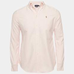 Ralph Lauren Pink Striped Cotton Button Down Custom Fit Shirt M