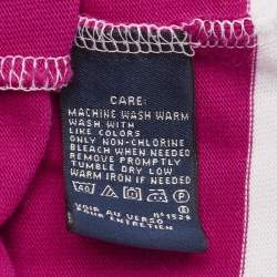 Pre Owned Ralph Lauren Sport Pink/White Striped Jersey Long Sleeve Polo T-Shirt S