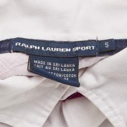 Pre Owned Ralph Lauren Sport Pink/White Striped Jersey Long Sleeve Polo T-Shirt S