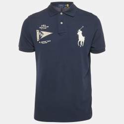 Polo Ralph Lauren Blue Cotton Pique Applique Detail Polo T-Shirt M