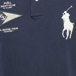 Polo Ralph Lauren Blue Cotton Pique Applique Detail Polo T-Shirt M