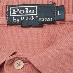 Polo Ralph Lauren Peach/Pink Cotton Pique Polo T-Shirt L