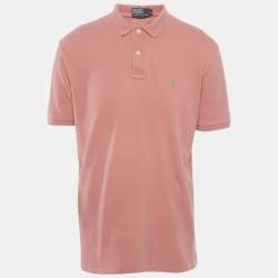 Polo Ralph Lauren Peach/Pink Cotton Pique Polo T-Shirt L
