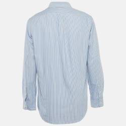 Pre Owned Polo Ralph Lauren Blue Striped Cotton Classic Fit Shirt L