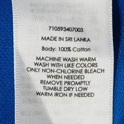 Pre Owned Polo Ralph Lauren Blue Embroidered Pique Polo T-Shirt L