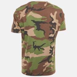 Pre Owned Polo Ralph Lauren Green/Multicolor Camouflage Print Crew Neck T-Shirt L