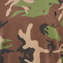 Pre Owned Polo Ralph Lauren Green/Multicolor Camouflage Print Crew Neck T-Shirt L