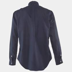 Pre Owned Polo Ralph Lauren Navy Blue Cotton Custom Fit Shirt L