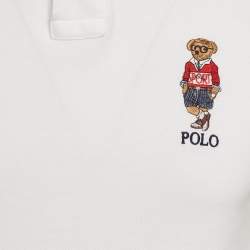 Pre Owned Polo Ralph Lauren White Teddy Embroidered Cotton Pique Polo T-Shirt S