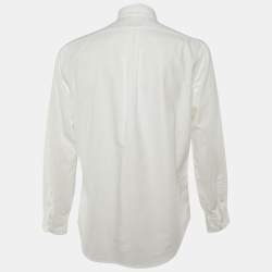 Pre Owned Polo Ralph Lauren White Cotton Logo Embroidered Cotton Button Front Shirt L