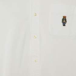 Pre Owned Polo Ralph Lauren White Cotton Logo Embroidered Cotton Button Front Shirt L