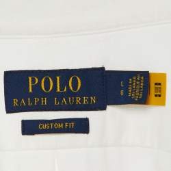 Pre Owned Polo Ralph Lauren White Cotton Logo Embroidered Cotton Button Front Shirt L