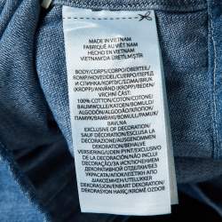 Pre Owned قميص بولو رالف لورين دينيم أزرق بأزرار أمامية مقاس كبير