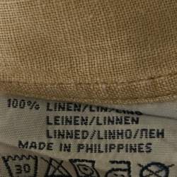 Pre Owned Polo Ralph Lauren Cream Logo  Embroidered  Linen Custom Fit Shirt S