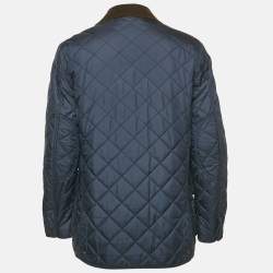 Pre Owned Polo Ralph Lauren Navy Blue Corduroy Trim Nylon Quilted Jacket S