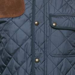 Pre Owned Polo Ralph Lauren Navy Blue Corduroy Trim Nylon Quilted Jacket S