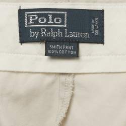 Pre Owned Polo Ralph Lauren Cream Cotton Formal Trousers L