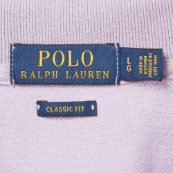 Pre Owned Polo Ralph Lauren Lavender Cotton Pique Polo T-Shirt L