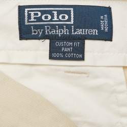 Pre Owned Polo Ralph Lauren Cream Cotton Custom Fit Trousers XL
