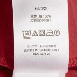 Pre Owned Polo Ralph Lauren Red Embroidered Polo Pony Cotton T-Shirt M