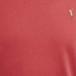 Pre Owned Polo Ralph Lauren Red Embroidered Polo Pony Cotton T-Shirt M