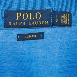 Pre Owned Polo Ralph Lauren Blue Jersey Slim Fit Polo T-Shirt L