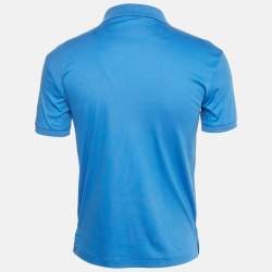 Pre Owned Polo Ralph Lauren Blue Jersey Slim Fit Polo T-Shirt L