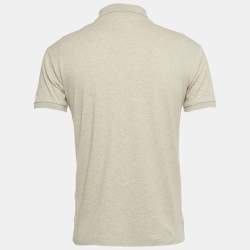 Pre Owned Polo Ralph Lauren Beige Mélange Logo Embroidered Cotton Polo T-Shirt M